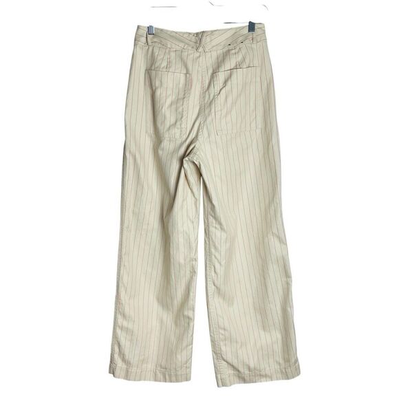 Banana Republic Outlet Wide Leg Trouser Jeans Womens 6 Ivory Pink Stripe Hi Rise - Picture 2 of 8